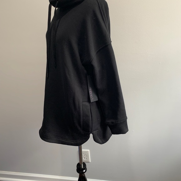 Mono B Pullover Sweatshirt Black  Women’s Med cowl neck drawstring fleece lined - Picture 5 of 16